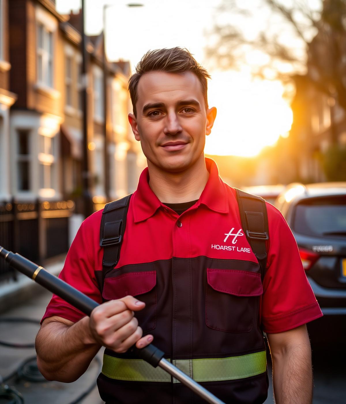 Alani, founder of Alani Pressure Washing, on a London street